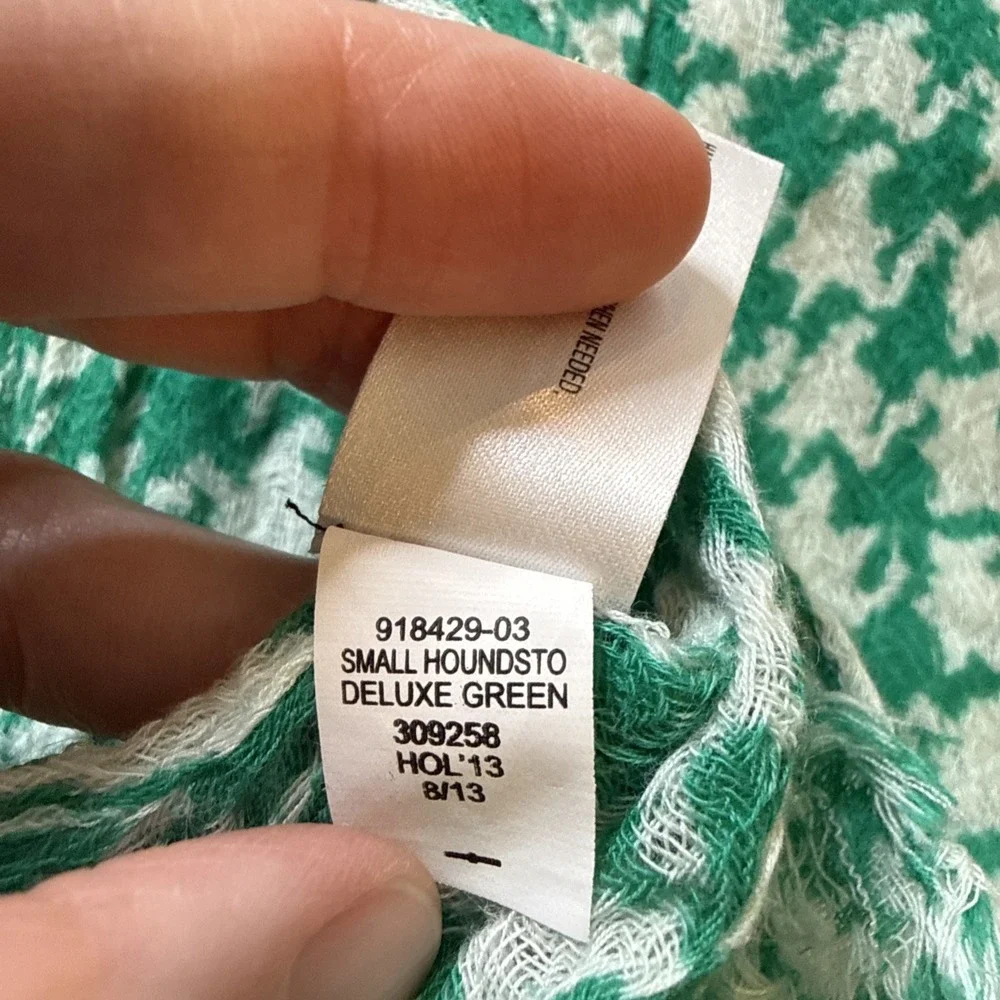 Gap‎ Women's Green & White Houndstooth Cotton/Wool Blend Scarf